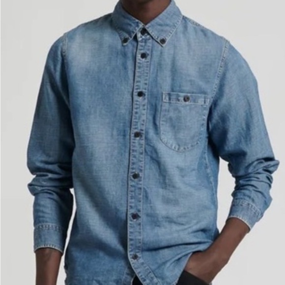 One Teaspoon Homme Liberty SANTA CRUZ Blue Casual Button Down Shirt Relaxed Fit - Picture 1 of 2